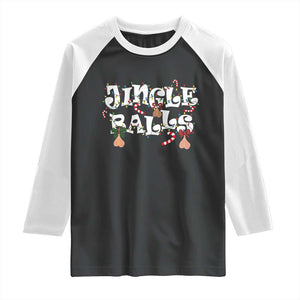 Funny Naughty Christmas Jingle Balls Raglan Shirt Santa Xmas Jingle Bells Adult Joke TS11 Black White Print Your Wear