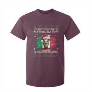 Funny Italian Christmas Donkey T Shirt For Kid Funny Domick The Donkey Holiday Italy Flag TS11 Maroon Print Your Wear