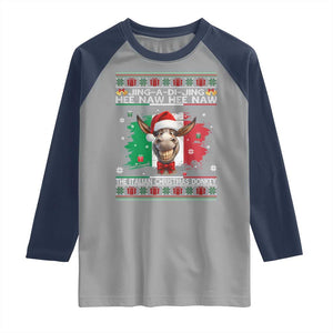Funny Italian Christmas Donkey Raglan Shirt Funny Domick The Donkey Holiday Italy Flag TS11 Sport Gray Navy Print Your Wear