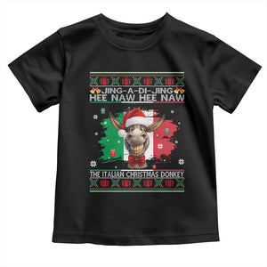 Funny Italian Christmas Donkey Toddler T Shirt Funny Domick The Donkey Holiday Italy Flag TS11 Black Print Your Wear