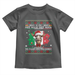 Funny Italian Christmas Donkey Toddler T Shirt Funny Domick The Donkey Holiday Italy Flag TS11 Dark Heather Print Your Wear