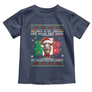 Funny Italian Christmas Donkey Toddler T Shirt Funny Domick The Donkey Holiday Italy Flag TS11 Navy Print Your Wear
