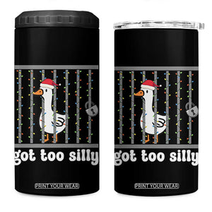 Funny Got Too Silly Christmas 4 in 1 Can Cooler Tumbler Santa Goose Pun Humor Animal Lovers TS11 One Size: 16 oz Black Print Your Wear