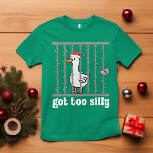 Funny Got Too Silly Christmas T Shirt Santa Goose Pun Humor Animal Lovers TS11 Irish Green Print Your Wear