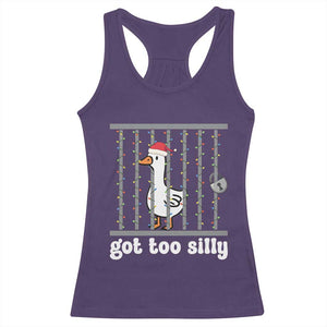 Funny Got Too Silly Christmas Racerback Tank Top Santa Goose Pun Humor Animal Lovers TS11 Purple Print Your Wear