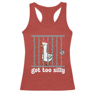 Funny Got Too Silly Christmas Racerback Tank Top Santa Goose Pun Humor Animal Lovers TS11 Red Print Your Wear