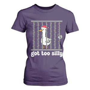Funny Got Too Silly Christmas T Shirt For Women Santa Goose Pun Humor Animal Lovers TS11 Purple Print Your Wear