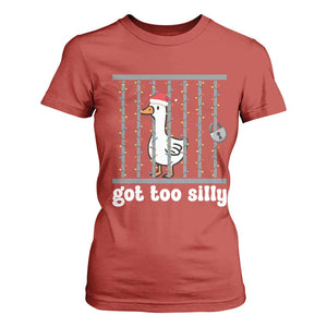Funny Got Too Silly Christmas T Shirt For Women Santa Goose Pun Humor Animal Lovers TS11 Red Print Your Wear
