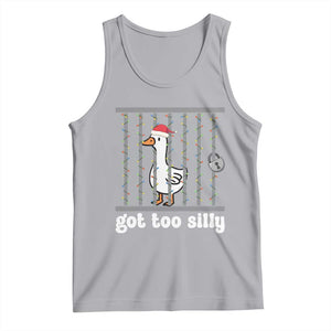 Funny Got Too Silly Christmas Tank Top Santa Goose Pun Humor Animal Lovers TS11 Athletic Heather Print Your Wear
