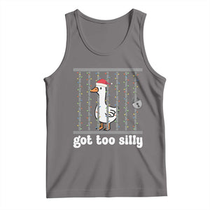 Funny Got Too Silly Christmas Tank Top Santa Goose Pun Humor Animal Lovers TS11 Deep Heather Print Your Wear