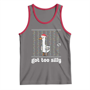 Funny Got Too Silly Christmas Tank Top Santa Goose Pun Humor Animal Lovers TS11 Deep Heather Red Print Your Wear