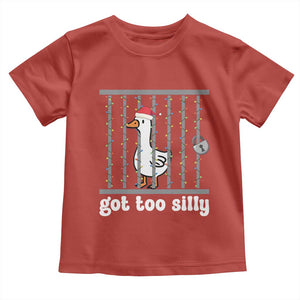 Funny Got Too Silly Christmas Toddler T Shirt Santa Goose Pun Humor Animal Lovers TS11 Red Print Your Wear