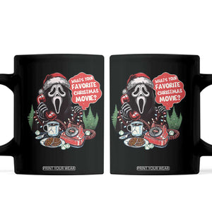 Funny Ghost Christmas Face Coffee Mug Whats Your Favorite Christmas Movie Spooky Xmas TS11 Black Print Your Wear
