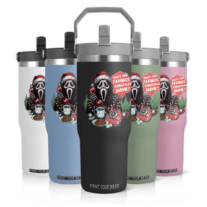 Funny Ghost Christmas Face Flip Straw Tumbler Whats Your Favorite Christmas Movie Spooky Xmas TS11 Print Your Wear