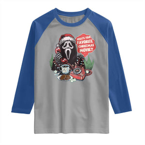 Funny Ghost Christmas Face Raglan Shirt Whats Your Favorite Christmas Movie Spooky Xmas TS11 Sport Gray Royal Print Your Wear