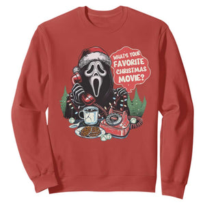 Funny Ghost Christmas Face Sweatshirt Whats Your Favorite Christmas Movie Spooky Xmas TS11 Red Print Your Wear