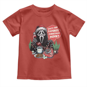 Funny Ghost Christmas Face Toddler T Shirt Whats Your Favorite Christmas Movie Spooky Xmas TS11 Red Print Your Wear