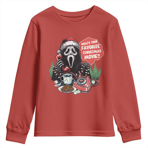 Funny Ghost Christmas Face Youth Sweatshirt Whats Your Favorite Christmas Movie Spooky Xmas TS11 Red Print Your Wear