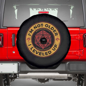 Funny RPG Gamer I Am Not Older I Leveled Up Spare Tire Cover Vintage D20 Tabletop TS11 Black Print Your Wear