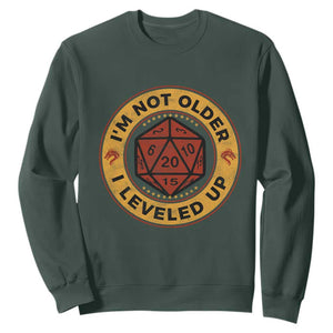 Funny RPG Gamer I Am Not Older I Leveled Up Sweatshirt Vintage D20 Tabletop TS11 Dark Forest Green Print Your Wear