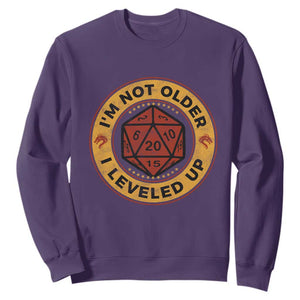 Funny RPG Gamer I Am Not Older I Leveled Up Sweatshirt Vintage D20 Tabletop TS11 Purple Print Your Wear