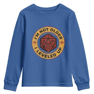 Funny RPG Gamer I Am Not Older I Leveled Up Youth Sweatshirt Vintage D20 Tabletop TS11 Royal Blue Print Your Wear
