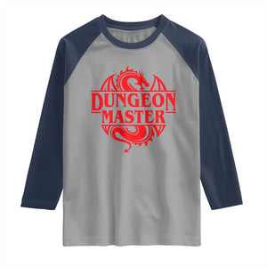 Funny Dungeon Master Raglan Shirt RPG Gamer D20 Tabletop Red Dragon TS11 Sport Gray Navy Print Your Wear