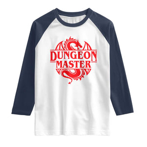 Funny Dungeon Master Raglan Shirt RPG Gamer D20 Tabletop Red Dragon TS11 White Navy Print Your Wear