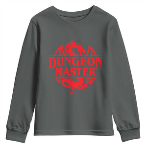 Funny Dungeon Master Youth Sweatshirt RPG Gamer D20 Tabletop Red Dragon TS11 Dark Heather Print Your Wear