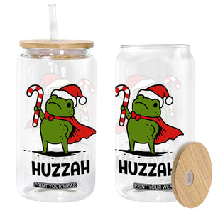 Funny Christmas Huzzah Frog Knight Meme Quote Glass Can TS11 Print Your Wear