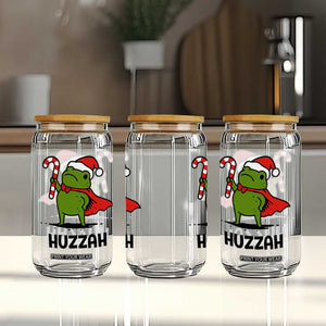 Funny Christmas Huzzah Frog Knight Meme Quote Glass Can TS11 Print Your Wear