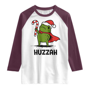 Funny Christmas Huzzah Frog Knight Meme Quote Raglan Shirt TS11 White Maroon Print Your Wear