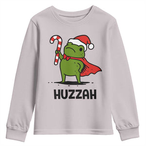 Funny Christmas Huzzah Frog Knight Meme Quote Youth Sweatshirt TS11 Ice Gray Print Your Wear