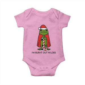 Funny Christmas Frog Knight Baby Onesie I Am Burnt Out M Lord Medieval Meme TS11 Light Pink Print Your Wear