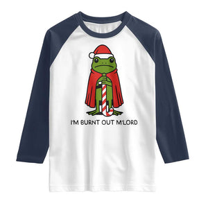Funny Christmas Frog Knight Raglan Shirt I Am Burnt Out M Lord Medieval Meme TS11 White Navy Print Your Wear