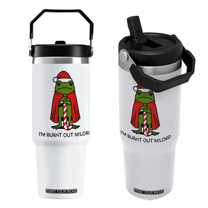Funny Christmas Frog Knight Flip Straw Tumbler I Am Burnt Out M Lord Medieval Meme TS11 One Size: 30 oz White Print Your Wear