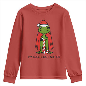 Funny Christmas Frog Knight Youth Sweatshirt I Am Burnt Out M Lord Medieval Meme TS11 Red Print Your Wear