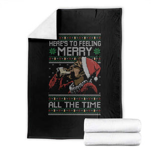 Here To Feeling Merry All The Time Christmas Throw Blanket Funny Xmas Comedy Movie TS11 Black Print Your Wear