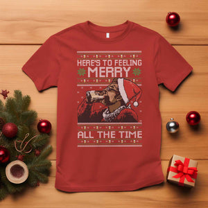 Here To Feeling Merry All The Time Christmas T Shirt Funny Xmas Comedy Movie TS11 Red Print Your Wear