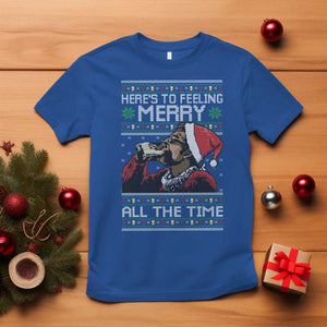 Here To Feeling Merry All The Time Christmas T Shirt Funny Xmas Comedy Movie TS11 Royal Blue Print Your Wear