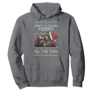Here To Feeling Merry All The Time Christmas Hoodie Funny Xmas Comedy Movie TS11 Charcoal Print Your Wear