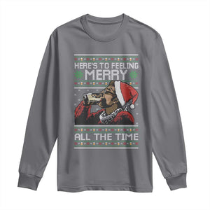Here To Feeling Merry All The Time Christmas Long Sleeve Shirt Funny Xmas Comedy Movie TS11 Charcoal Print Your Wear