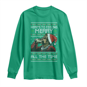 Here To Feeling Merry All The Time Christmas Long Sleeve Shirt Funny Xmas Comedy Movie TS11 Irish Green Print Your Wear
