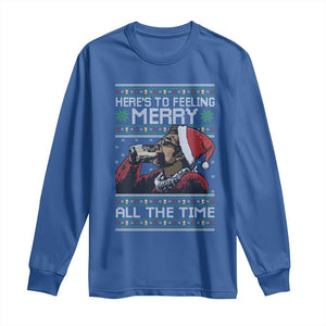 Here To Feeling Merry All The Time Christmas Long Sleeve Shirt Funny Xmas Comedy Movie TS11 Royal Blue Print Your Wear