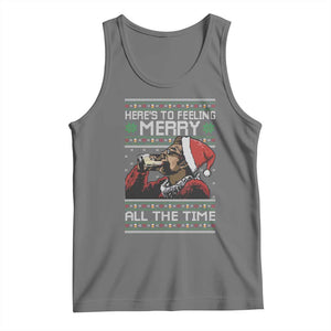 Here To Feeling Merry All The Time Christmas Tank Top Funny Xmas Comedy Movie TS11 Black Heather Print Your Wear