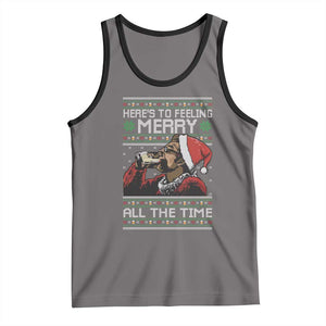 Here To Feeling Merry All The Time Christmas Tank Top Funny Xmas Comedy Movie TS11 Deep Heather Black Print Your Wear