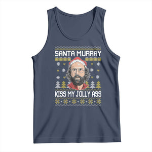 Funny Stranger Murray Christmas Tank Top Santa Murray Kiss My Jolly Ass TS11 Navy Print Your Wear