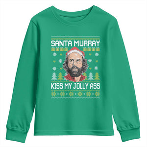 Funny Stranger Murray Christmas Youth Sweatshirt Santa Murray Kiss My Jolly Ass TS11 Irish Green Print Your Wear