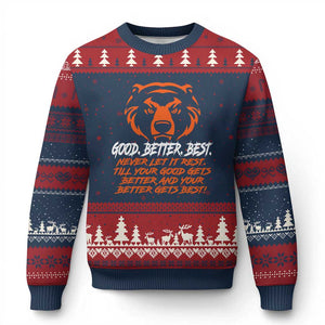 Good Better Best Ugly Christmas Sweater Never Let It Rest Till Your Good Gets Better CFB Motivation TS11 Navy Red Print Your Wear