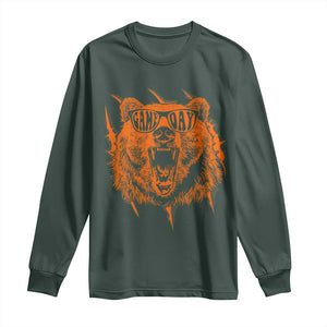 Funny Grizzly Bear Sport Fan Game Day Long Sleeve Shirt TS11 Dark Forest Green Print Your Wear